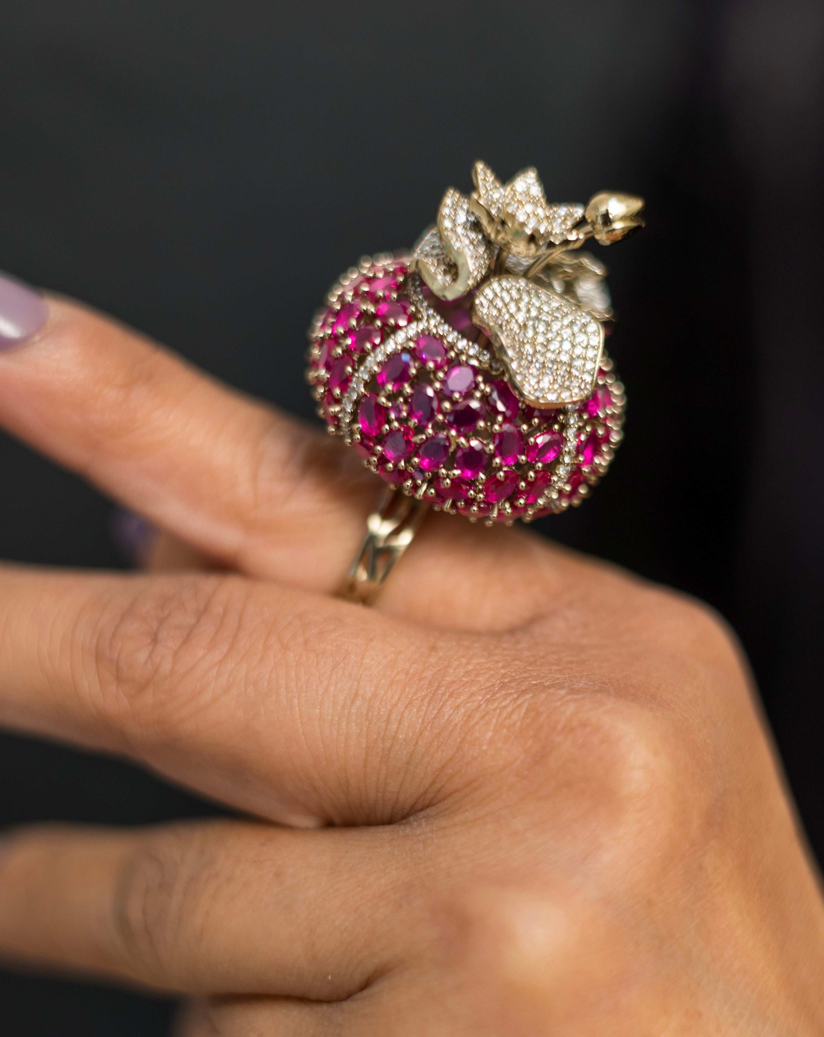 Stone cut Designer Cocktail Ring- Free Size ( Adjustable)